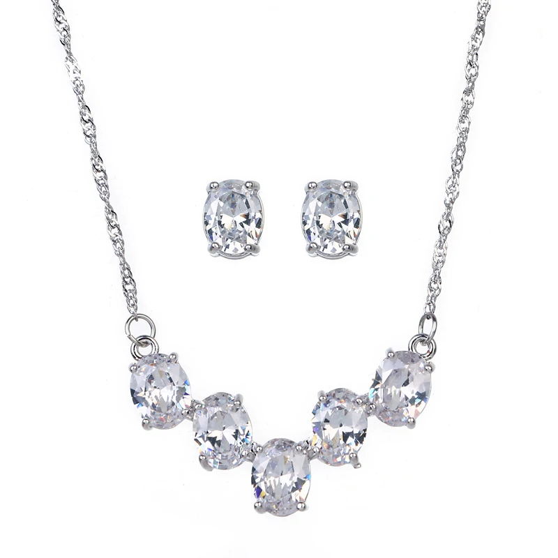Bettyue Brand Charm Fashion Jewelry Sets AAA Zircon White Gold Color Oval Shape For Woman Simple Wedding Party Gift | Украшения и