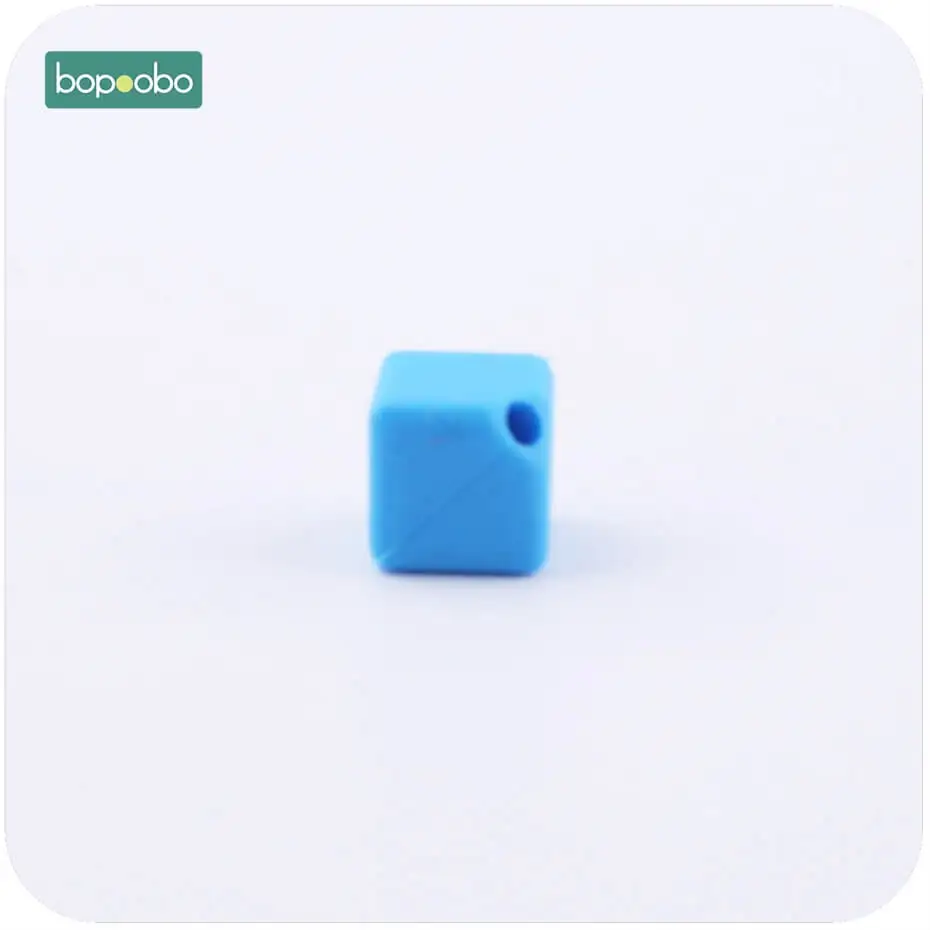 blue cube Bopobo силиконовая форма для кубиков-прорезывателей, Разноцветные 10 шт. 9 мм бусины, подарок для детей, сделай сам, прорезыватель, ожерелье, силикон для жевания, бусины для прорезывателей - Цвет: blue cube