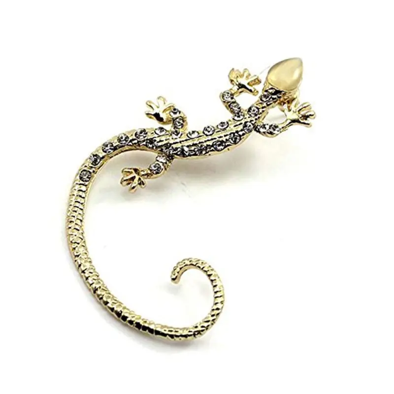 2 цвета модные золотые серебристые со стразами серьги манжеты Gecko ящерицы и змея