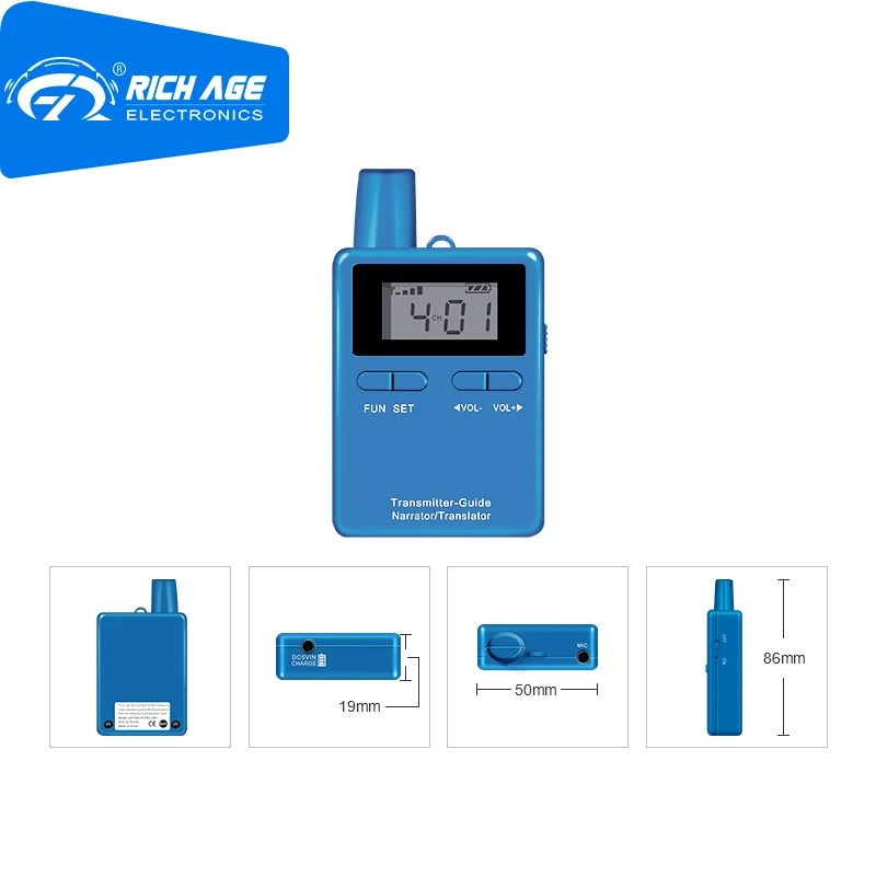 

RichiTek Tour Guide System Wireless Headset 2 Transmitters+58 Receivers For Summer Camp With Headset Microphone