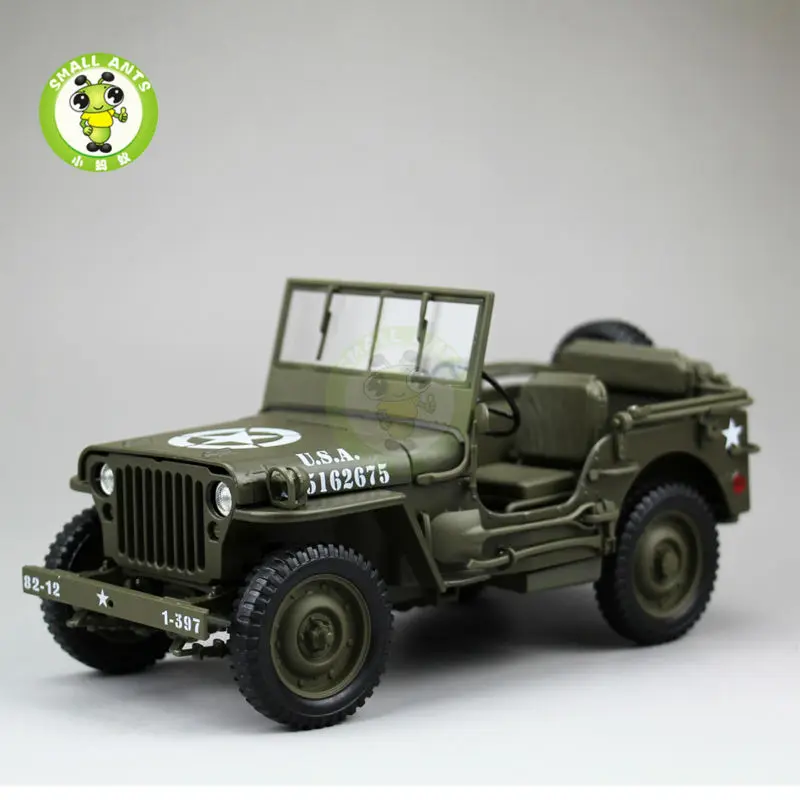 1/18 1/4 тонн США Армейский Джип WILLYS Топ вниз литой автомобиль модель игрушки Welly армейский зеленый