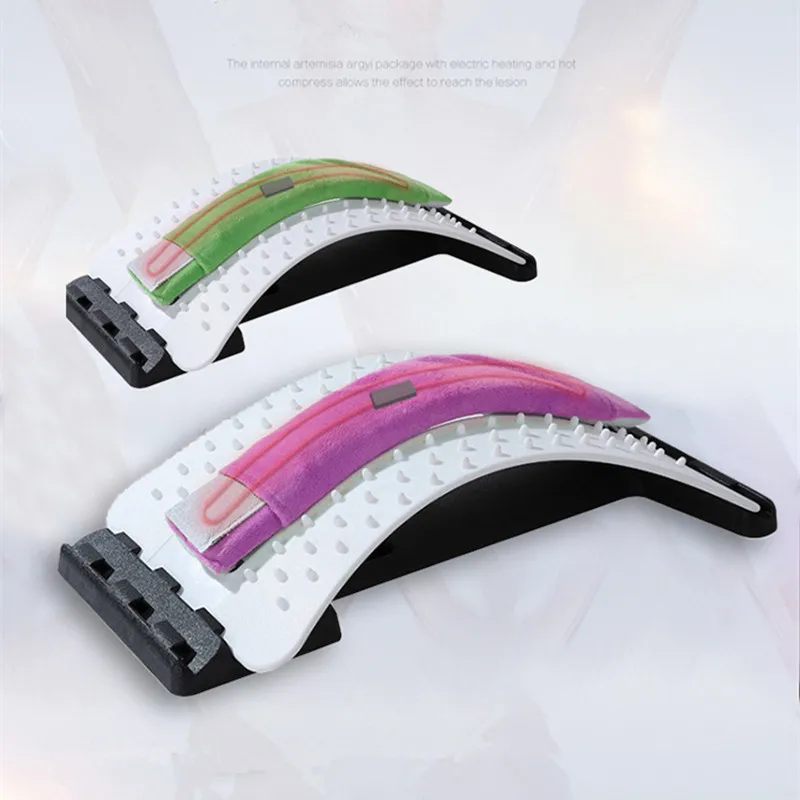 Heating Spine Pain Relief Lumbar Traction Stretching Device Waist Relax Back Massage Acupuncture Chiropractic Relaxation |