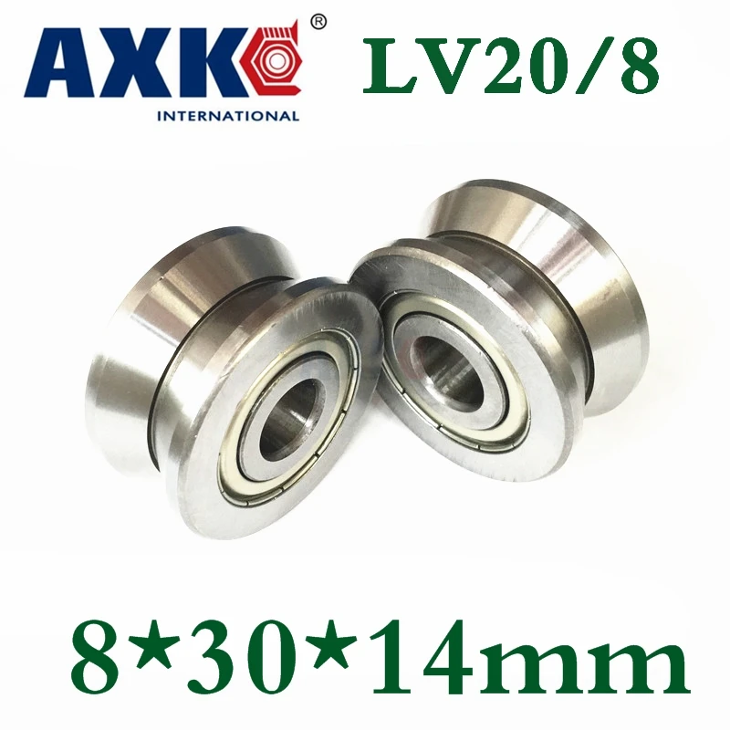 Axk 10 шт Высокое качество Abec-5 Z2v2 V Groove направляющие роликовые подшипники Lv20/8 Zz V-30