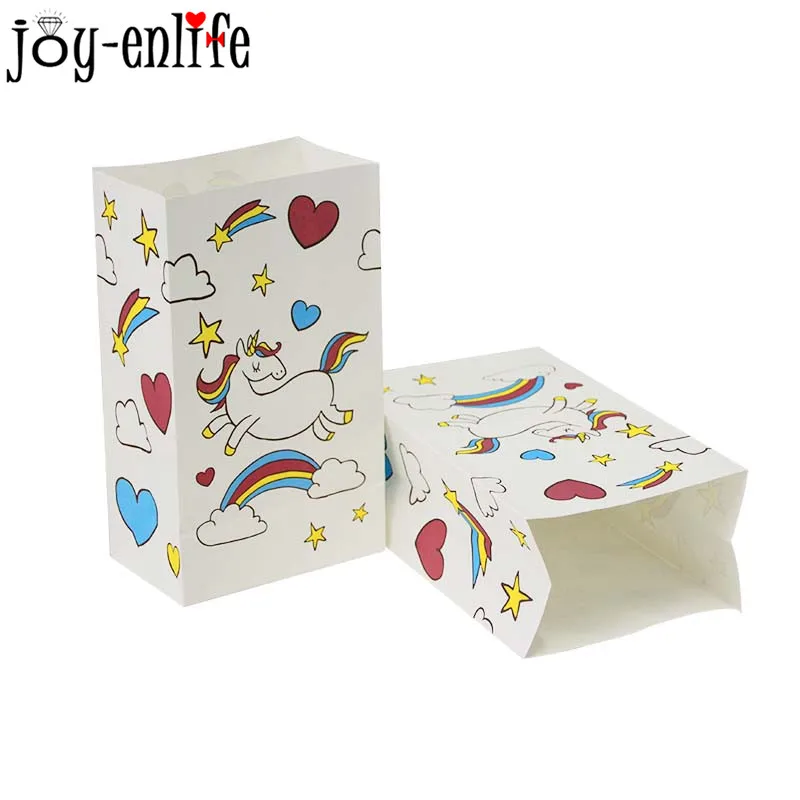 JOY ENLIFE Единорог День Рождения Бумажные пакеты для печенья детская вечеринка