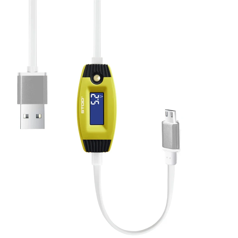 Цвет: желтый STOD Micro USB кабель тестер светодиодный дисплей текущее время поддержка быстрая зарядка для samsung huawei zte Xiaomi power Bank зарядное устройство метр - Цвет: Цвет: желтый