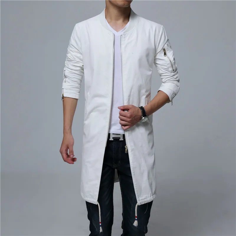 HM3046 white Тренч, мужское хлопковое длинное пальто, Мужское пальто, ветровка, большой размер 5XL, Прямая поставка, 7 цветов, черный, темно-синий, красный, белый, зеленый, серый - Цвет: HM3046 white