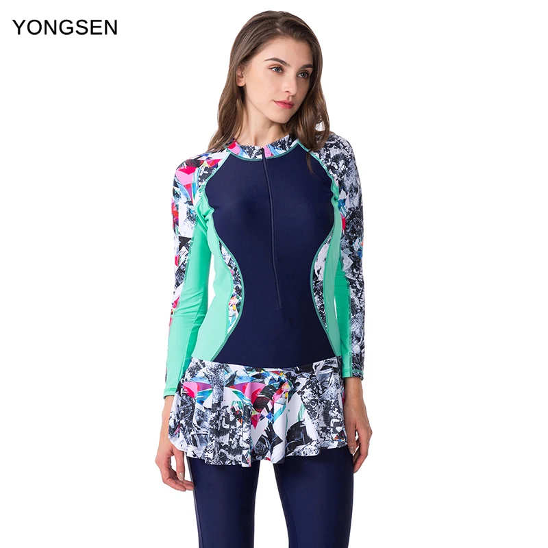 Купальник размера плюс принт в мусульманском стиле купальный костюм с полным