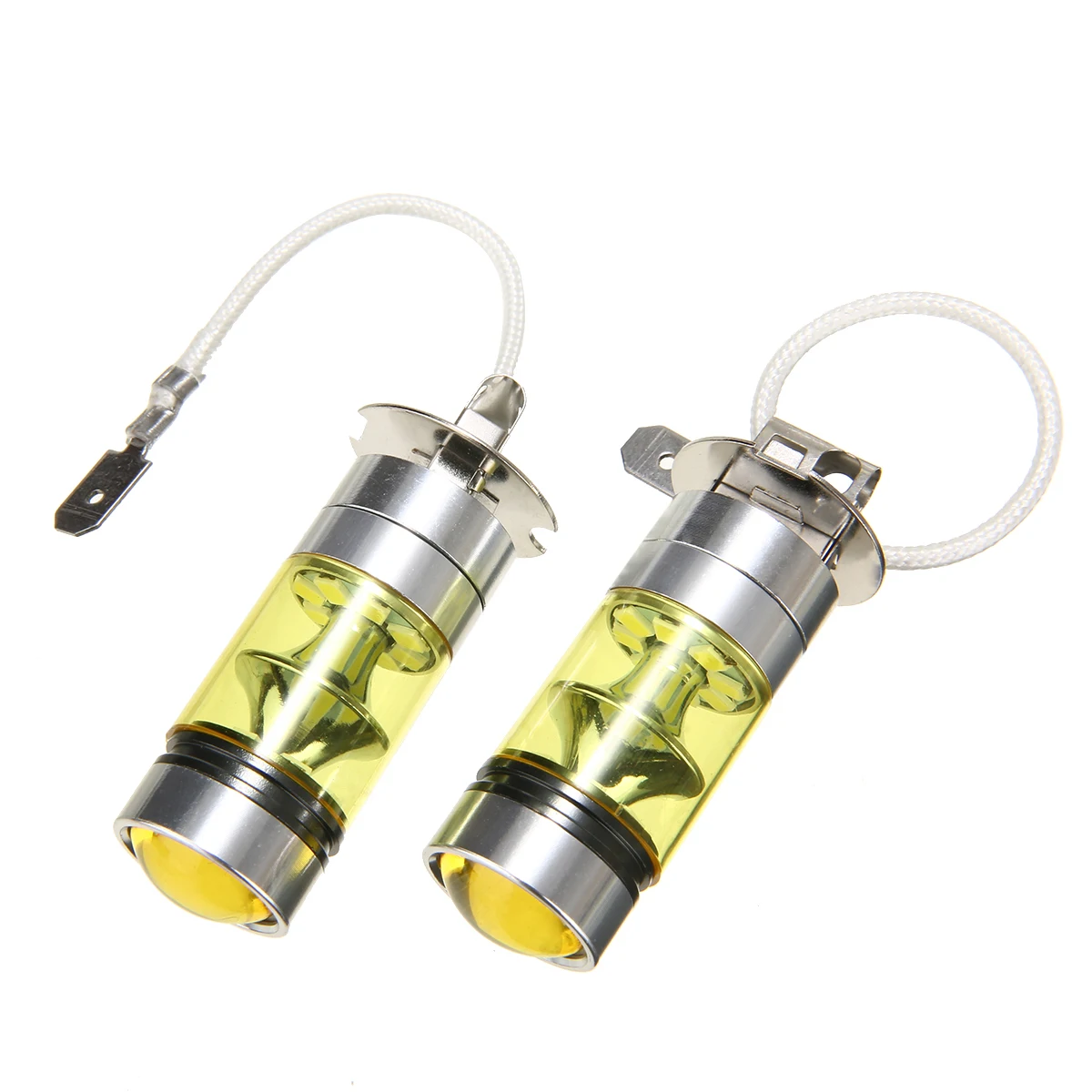 2 шт H3 100W 2828 SMD СВЕТОДИОДНЫЙ Автомобильный противотуманный светильник, задний тормоз, Стояночная лампа, желтый 4300K 2000LM 12 V-24 V