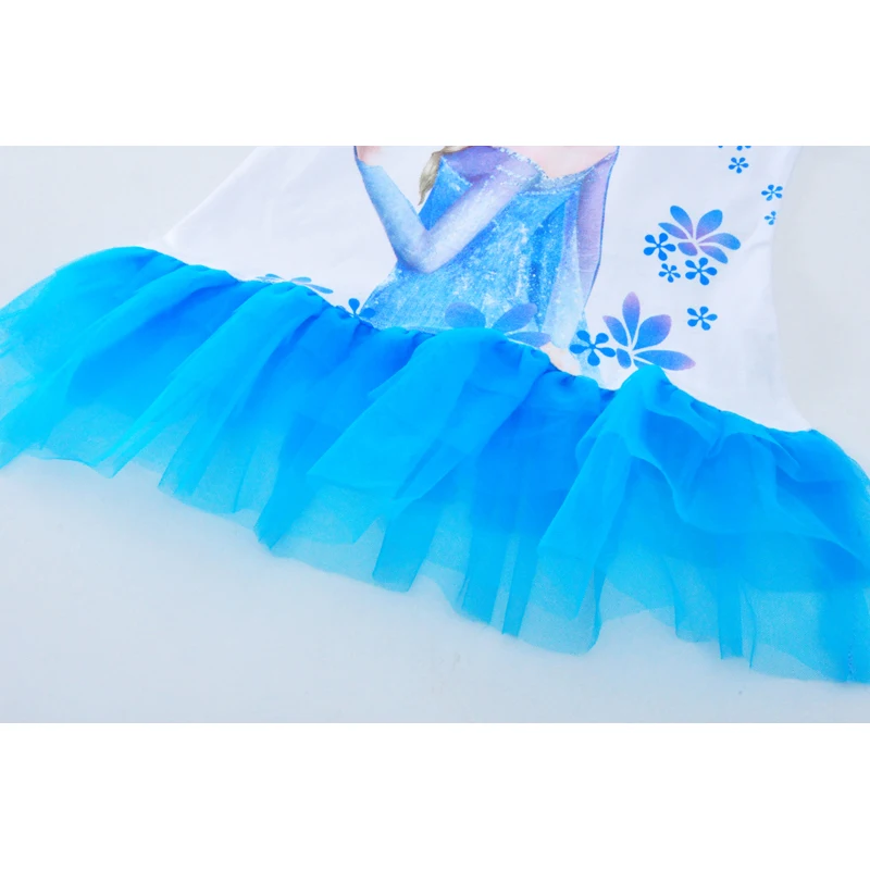 Girl Lace Dress Cartoon Elsa Cosplay Kids Clothes Outfits New Summer Brand Letter Children Princess Dresses Baby Girls Clothing | Детская