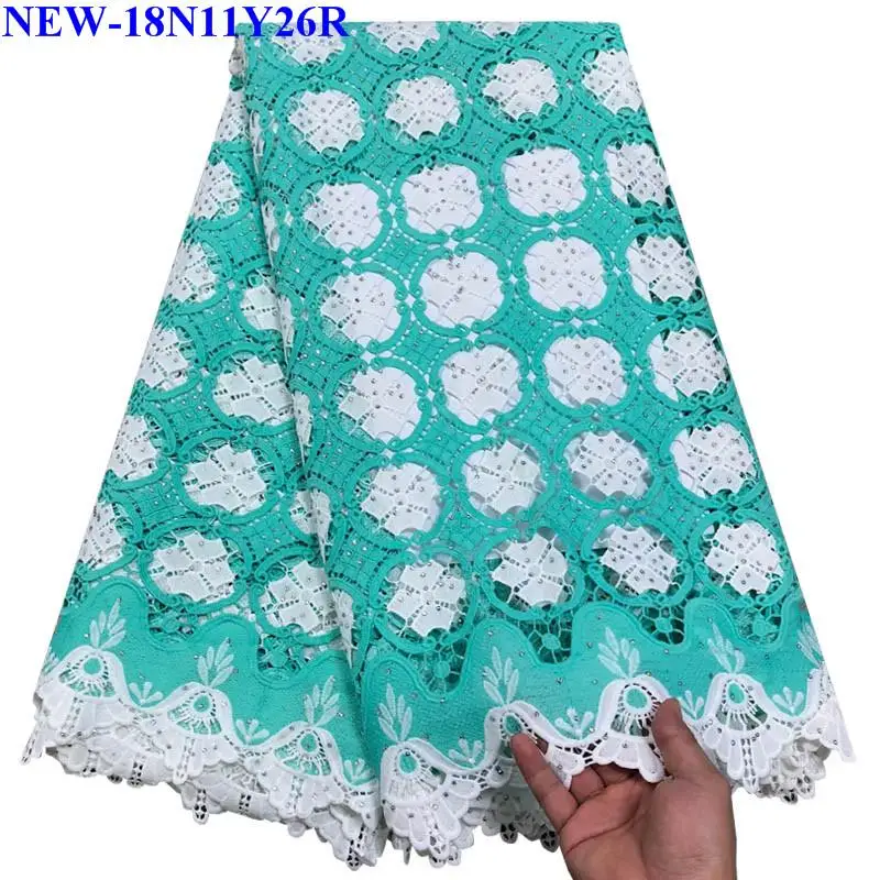 Hot selling High quality embroidered water soluble african cord lace guipure fabric with stones for sewing dress MMK01 | Дом и сад