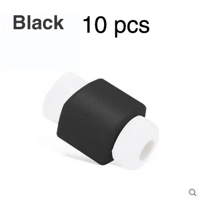 Black 10 pcs 10 шт./лот, милый кабель, защита для наушников для iPhone, USB, цветное зарядное устройство для передачи данных, кабель для наушников, защитная крышка - Цвет: Black 10 pcs