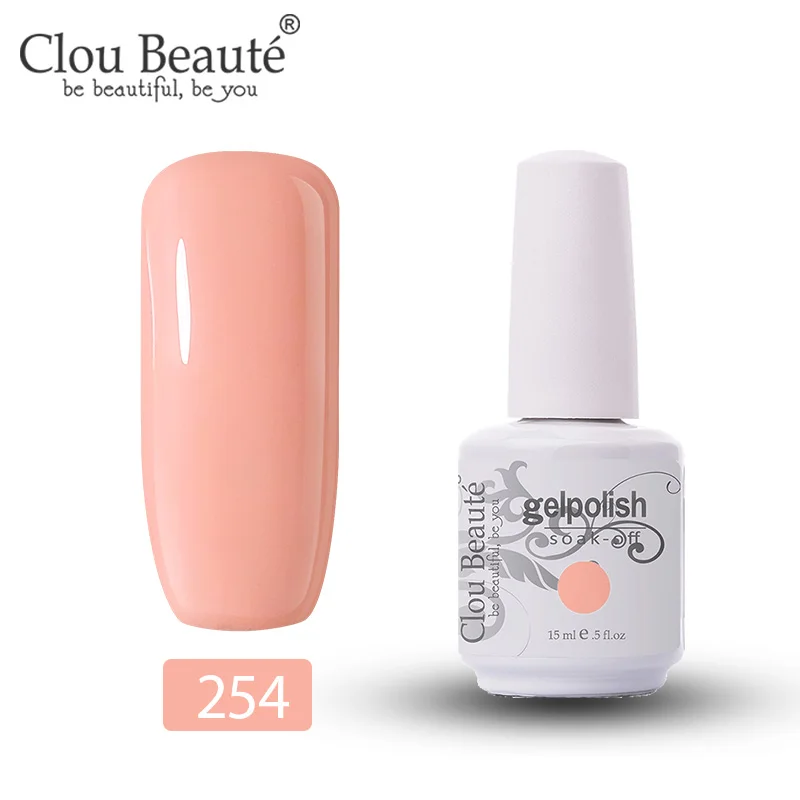 Clou Beaute Гель-лак для ногтей 15 мл полуперманентный УФ/светодиодный лак 47 цветов гель-краска для ногтей впитывающая белая слоновая кость грунтовка для ногтей - Цвет: 254