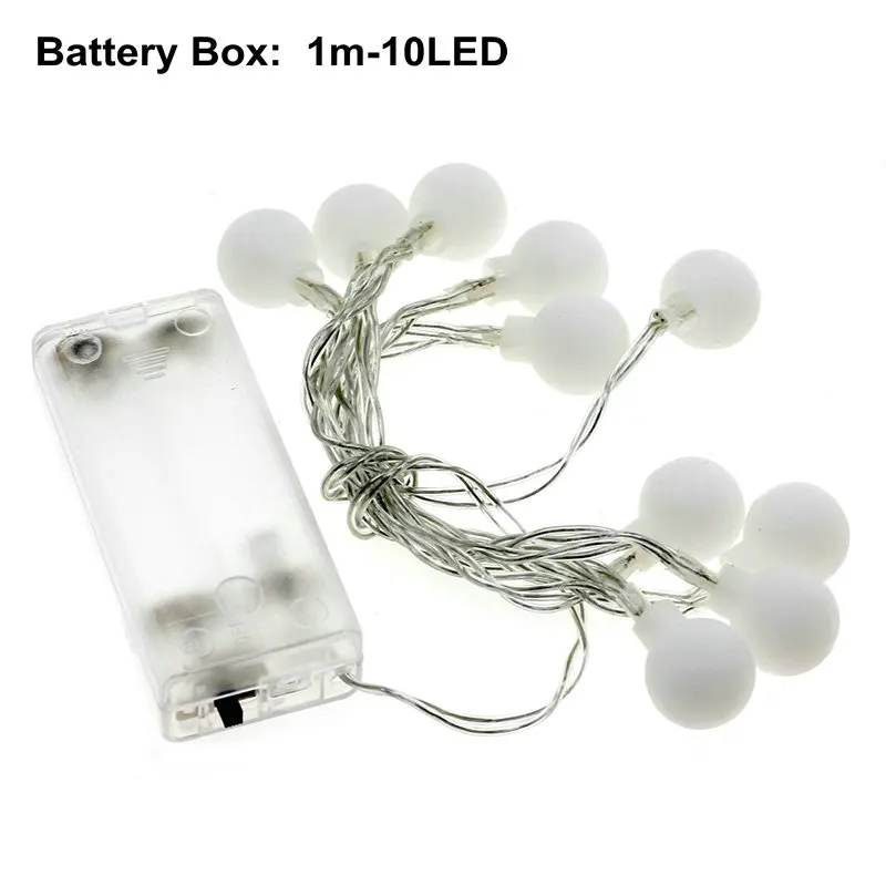 1M 10LEDs 1 м 2 м 5 м 10 м светодиодный Сказочный шар гирлянды теплый белый USB/батарея работает для рождественской елки свадьбы украшения дома - Испускаемый цвет: 1M 10LEDs