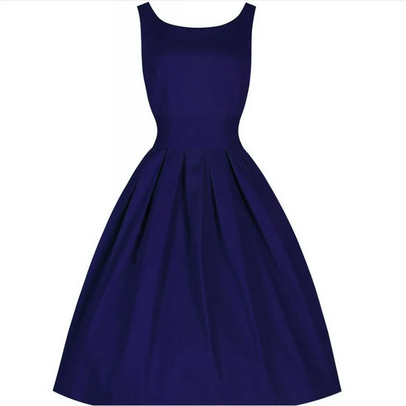 Женское платье трапециевидной формы однотонное винтажное без рукавов | Женская