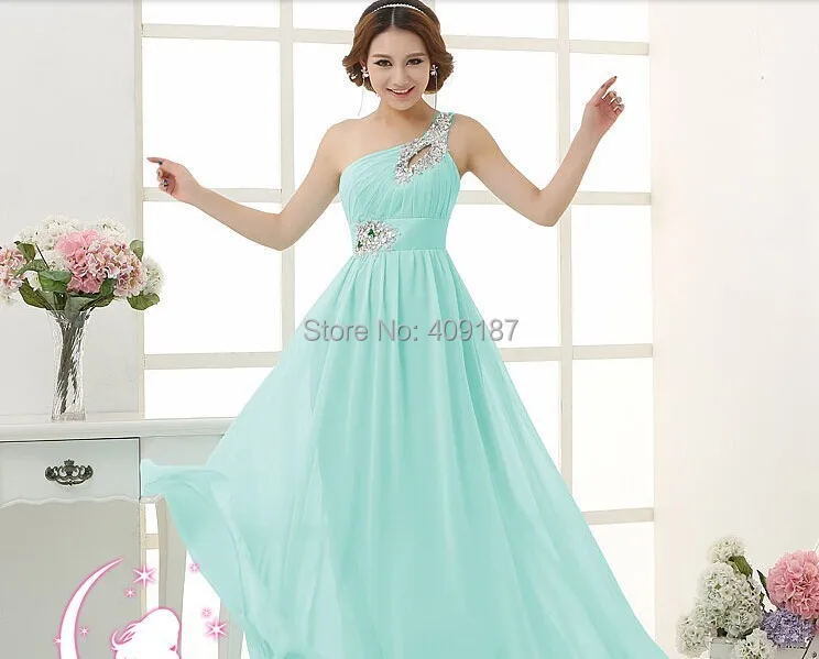 Женские Летние шифоновые платья подружки невесты с одним плечом красного