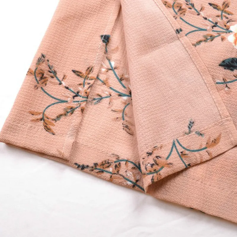 

Women Wide Leg Pants Chiffon Full Length Trousers Flower Printing Pattern Mid-waist Split Pant Ladies Summer Casual Clothing