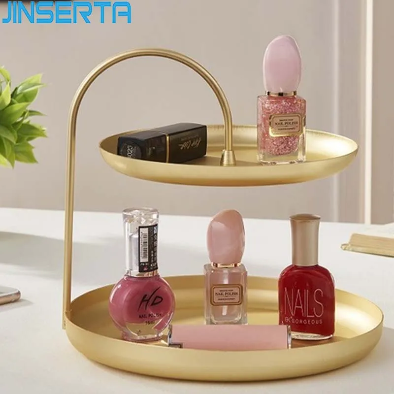 JINSERTA 2 слойный металлический лоток для хранения ювелирных изделий