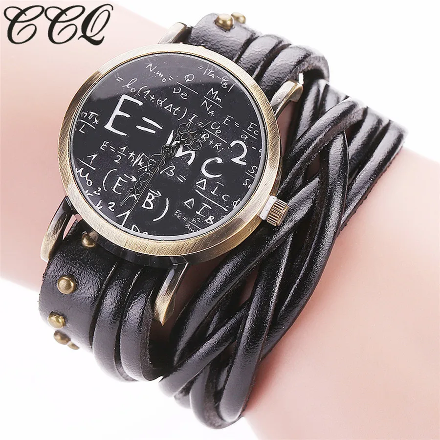 Женские ВИНТАЖНЫЕ КВАРЦЕВЫЕ ЧАСЫ CCQ повседневные часы из натуральной кожи с