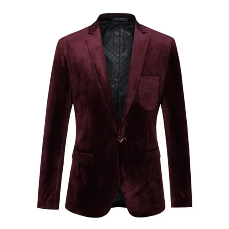 Мужской золотой бархатный деловой костюм осенний брендовый приталенный модный