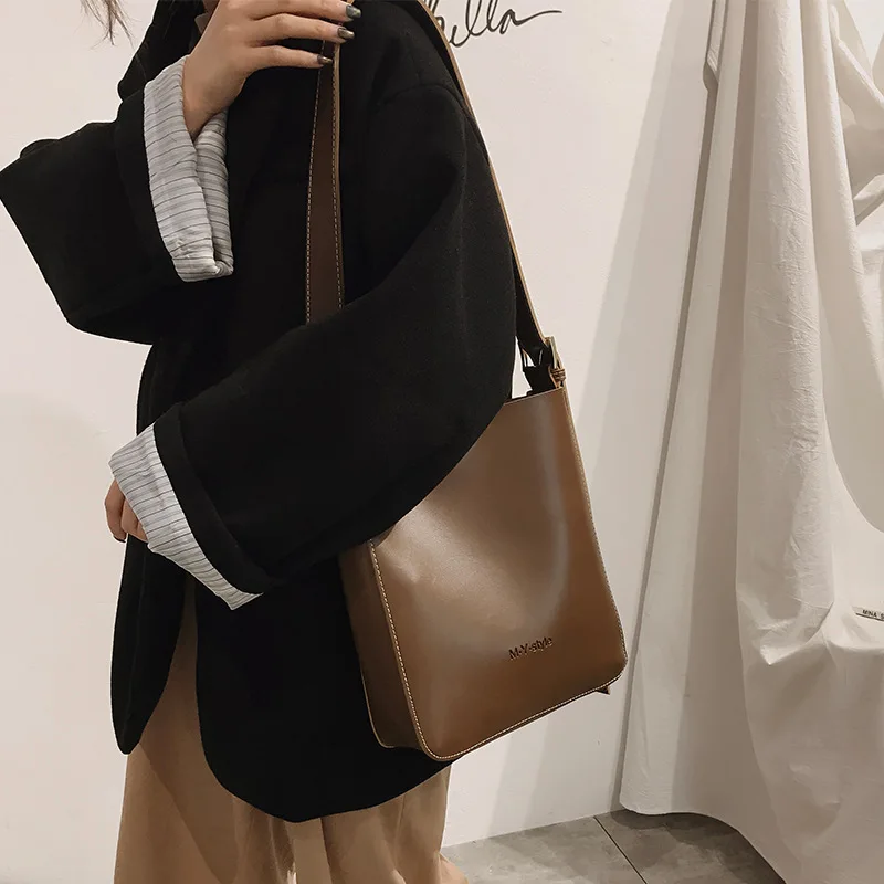 Youda большой емкости сумка на плечо в стиле ретро сплошной цвет женская