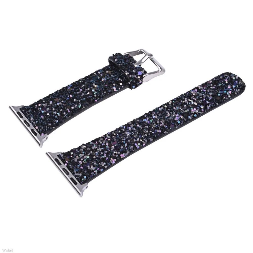 Кожаный ремешок для apple watch Band apple watch 5 4 3) 44 мм/40 мм, 42 мм, 38 мм, версия наручных часов iWatch, 5/4/3/2/1 Браслет bling Ремешок пояс