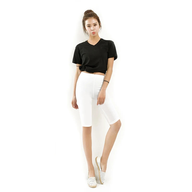 Женские шорты до колена эластичные однотонные для бега фитнеса девушек