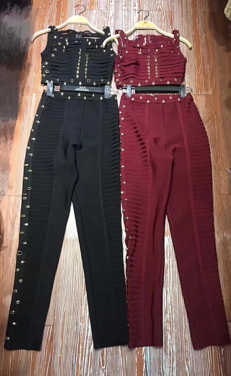 Женские Соблазнительные длинные брюки комплект из 2 предметов бандажный костюм