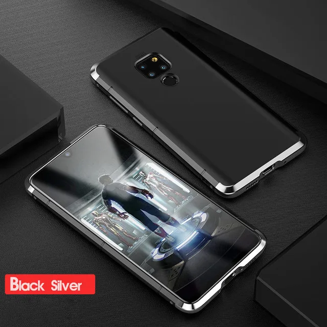 black silver Алюминиевый металлический бампер для huawei P30 Pro чехол противоударный жесткий PC задняя крышка для huawei P20 Pro чехол mate 20 Pro coque mate 20 P30 - Цвет: black silver