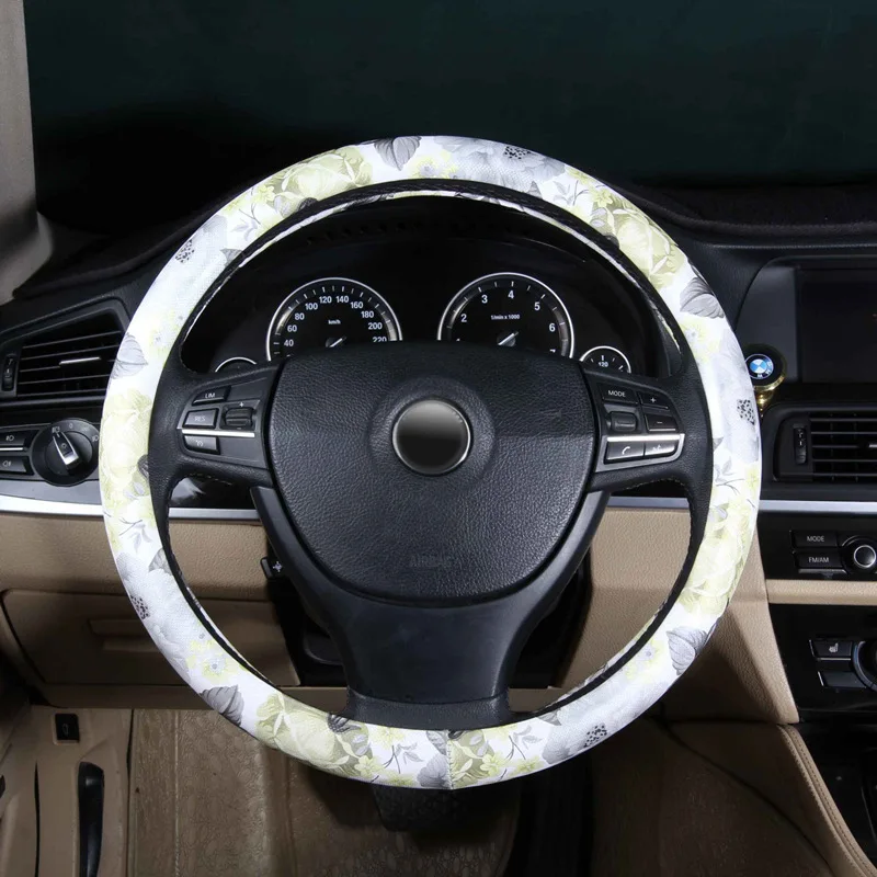 Универсальный кожаный чехол рулевого колеса автомобиля Nile противоскользящий
