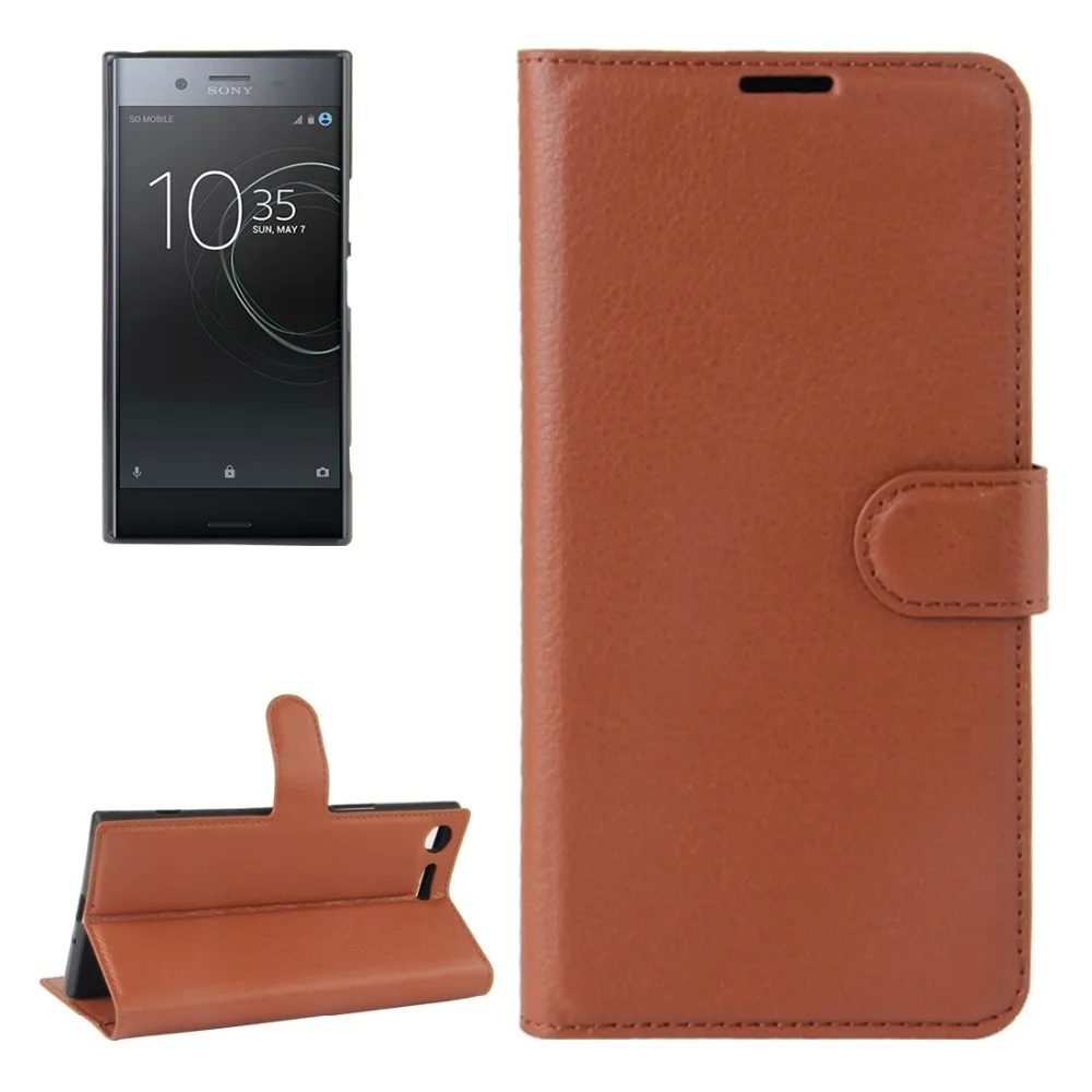 Кожаный чехол книжка с текстурой личи для Sony Xperia XZ Premium|case for xperia|leather casecase |