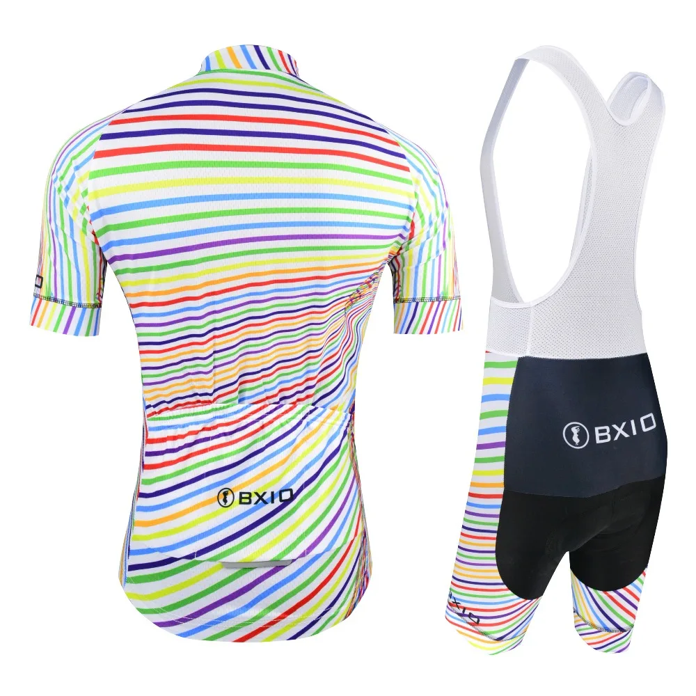 BXIO Brand Color Lines Cycling Clothing Men Gel Pad Bicycle Summer Short Sleeve Jersey Set Ropa Ciclismo BX-196 | Спорт и