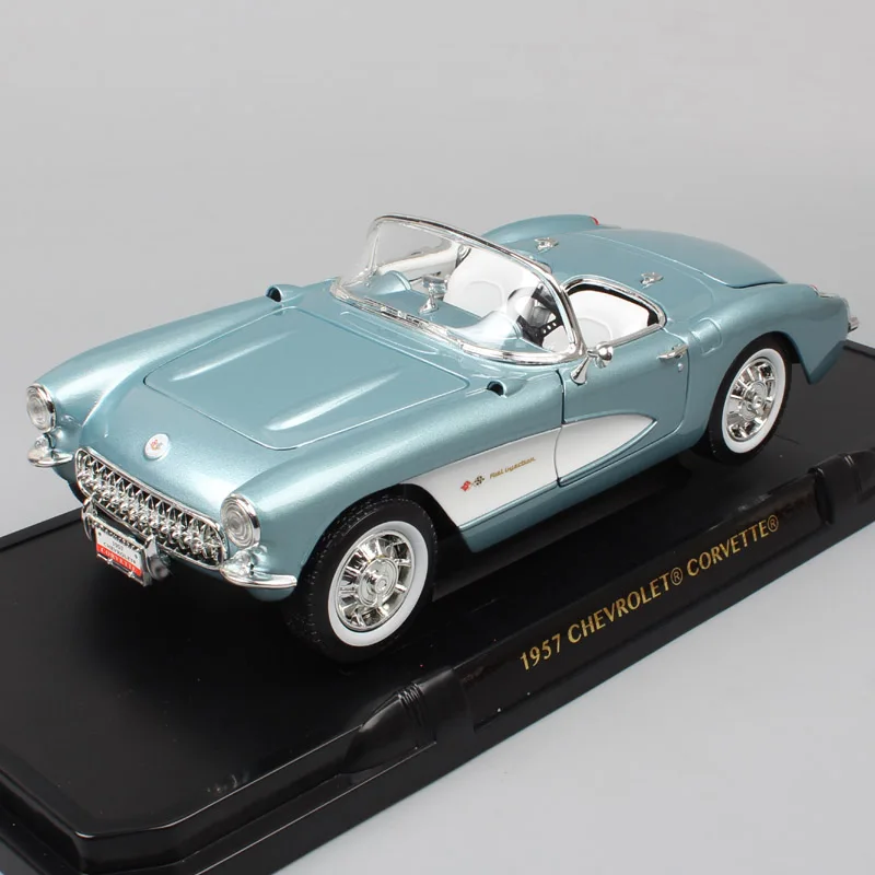 1/18 большой дорожный фирменный классический автомобиль Chevrolet Corvette 1957 Chevy vette металлические Литые и игрушечные машинки Миниатюрные модели автомобилей