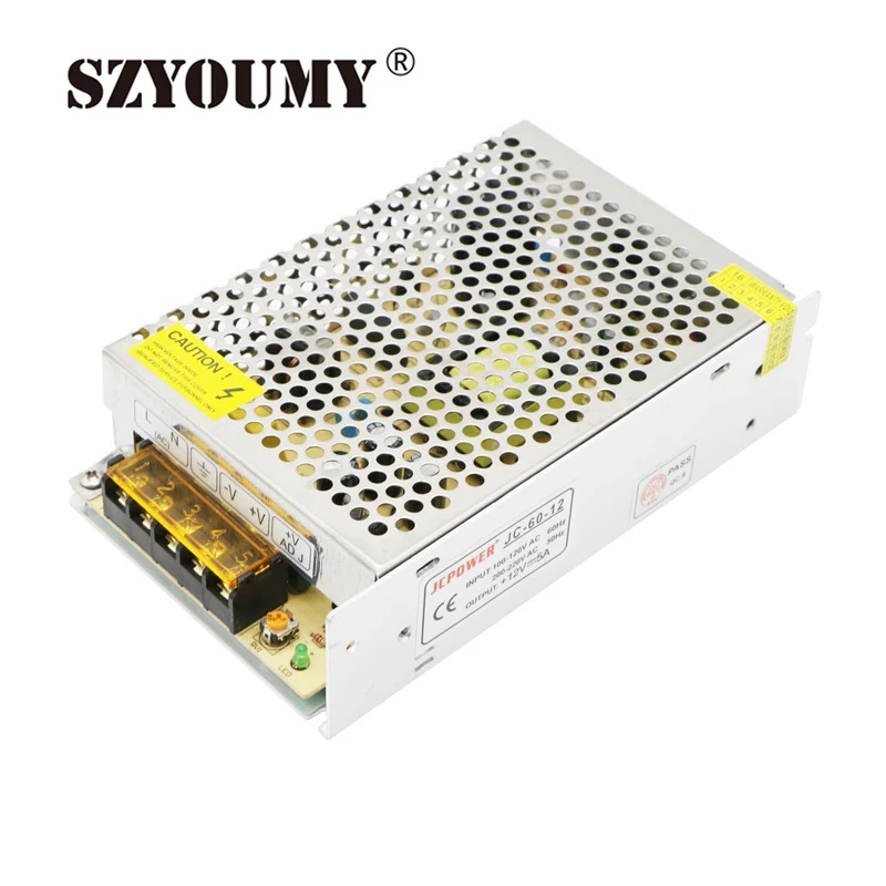 SZYOUMY 60 Вт 5A 12 В светодиодный импульсный источник питания AC110V 220 к DC12V силовой