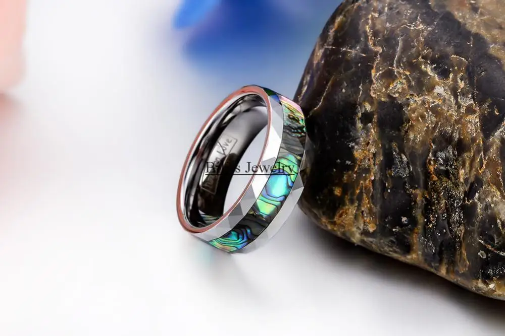 8 мм вольфрамовое кольцо высокое качество мужская оболочка Abalone инкрустация с