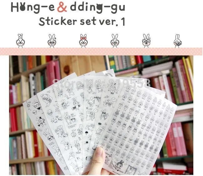 6 листов кролик hong-e deco ПВХ Kawaii Наклейки для скрапбукинга дневник планировщик наклейки/sticky notes/papelaria корейский стационарный