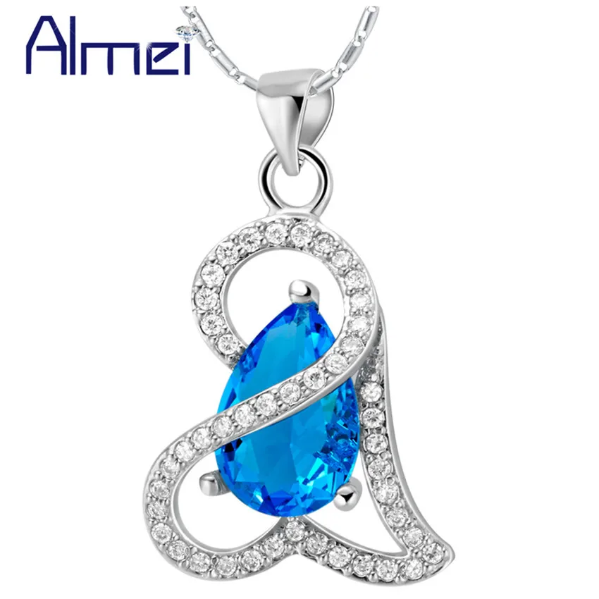 Серебряное ожерелье Almei в форме сердца с кубическим цирконием