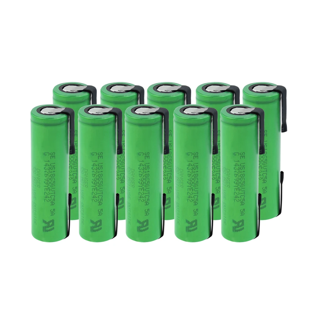 Высокая 35A натуральная US18650VTC5A 18650 батарея 2600mAh литиевая аккумуляторная батарея Сварка никелевый лист батарея для фонарика