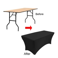 hot sale hot sale 5pcs 6ft black rectangle spandex table cloths1806075cm elastic table cloth free shipping