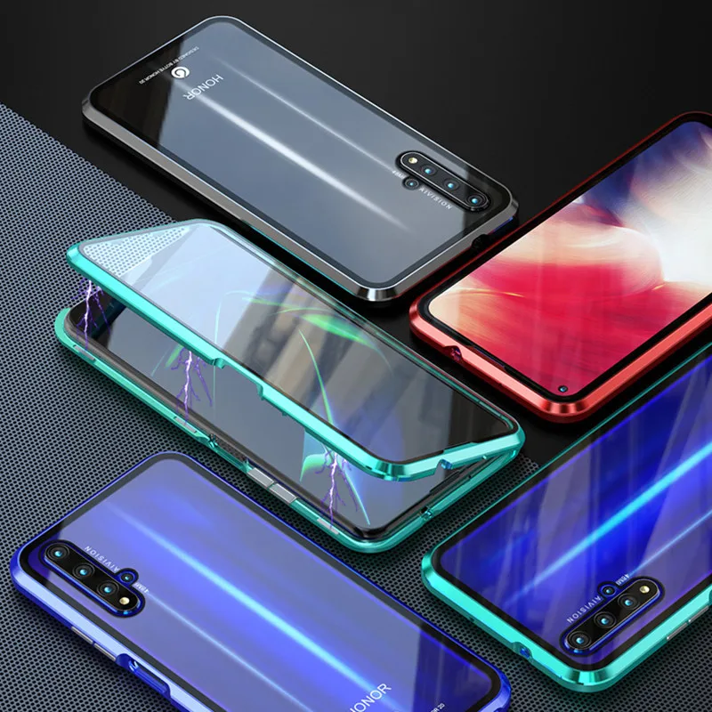 Переднее+ заднее двойное стекло в рамке чехол для huawei Honor 20 Pro V20 20i чехол Магнитный чехол для Honor V20 20 i чехол Полный корпус