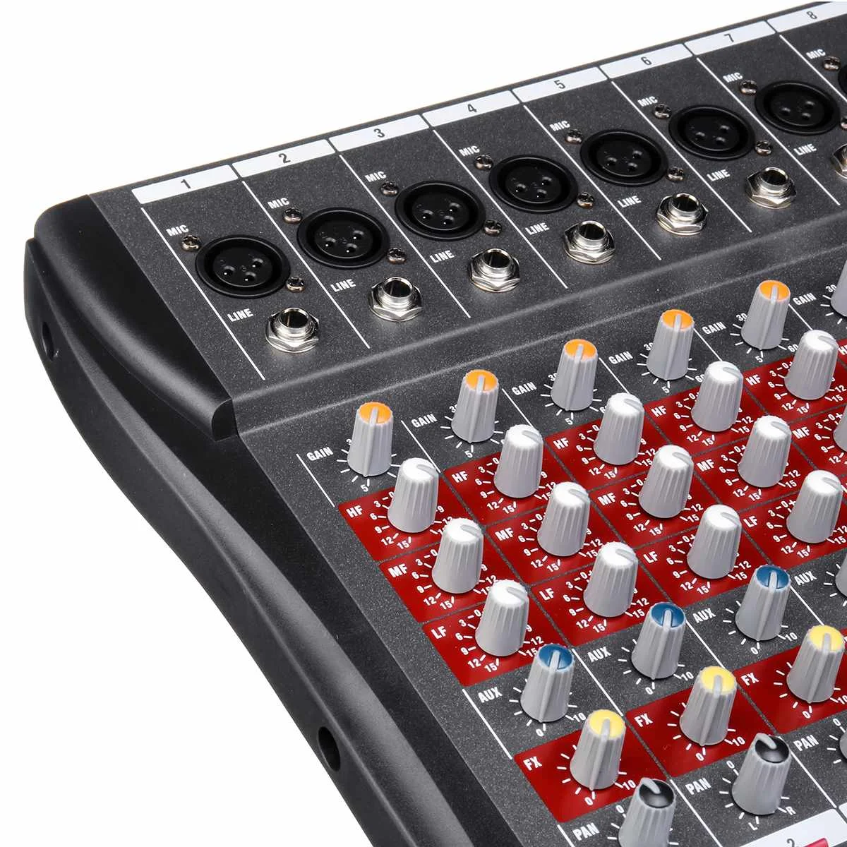 Профессиональный 8 канальный аудио DJ микшер звука с bluetooth записи Live Studio микшерный пульт караоке 48В Мощность USB разъем