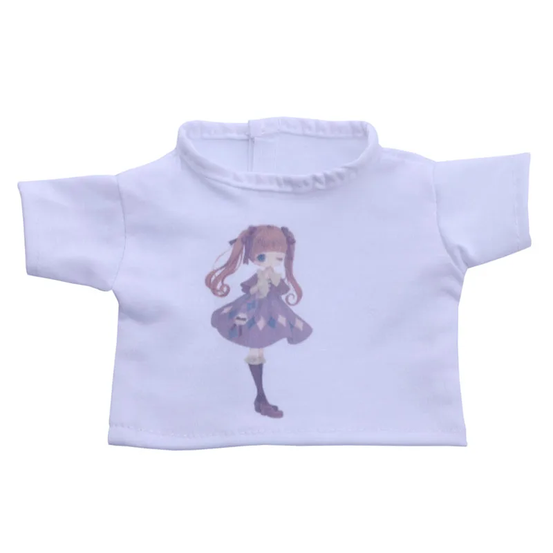 LUCKDOLL белая короткая футболка с принтом подходит для 18 дюймов американский размер