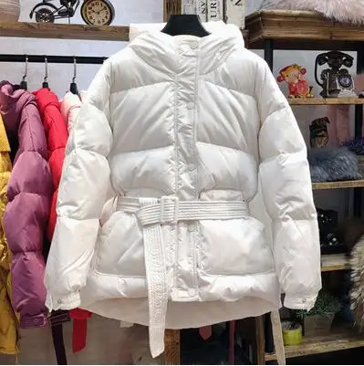 white Новинка, зимнее женское пальто, белая куртка на утином пуху, пальто, куртка, Корейская утолщенная тонкая женская пуховая куртка с капюшоном, верхняя одежда - Цвет: white