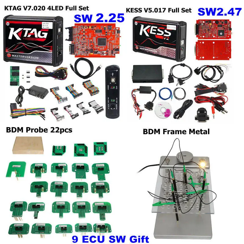 ЕС красный KESS V2.47 5,017 KTAG V2.25 7,020 онлайн Версия светодиодный BDM Рамка BDM зонд 22 шт. KESS 2,47 KTAG 4 светодиодный ECU программирование - Цвет: KESS KTAG LED 22pcs