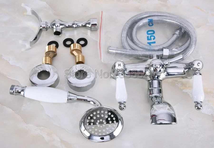 Хромированный настенный кран для ванной комнаты ручной смеситель душа