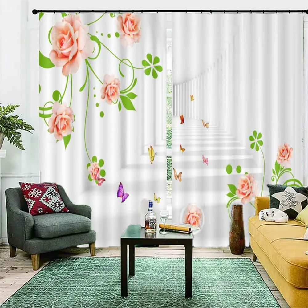 Стереоскопический коридор Роза 3D занавески для окна гостиной спальни Rideaux