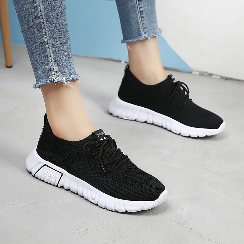 Black Women Sneakers 2019 Casual Shoes Ladies Autumn for Female Breathable Mesh Non-slip Trainers | Обувь