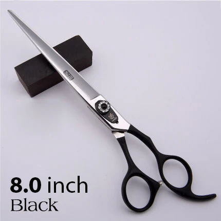Black 8 inch Fenice 7,5/8,0/9,0/9,5/10 дюймов Высокое качество красочные ручки Профессиональные ПЭТ Уход за лошадьми Собака Ножницы Прямые - Цвет: Black 8 inch