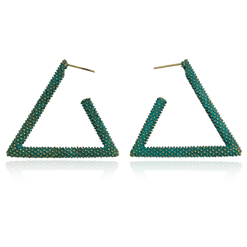 Индивидуальные трехмерные треугольные открытые ретро серьги в богемном стиле
