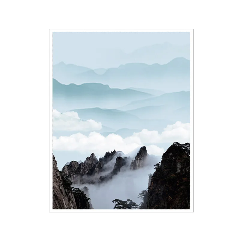 Стеклянные наклейки в китайском стиле Ландшафтная матовая стеклянная паста