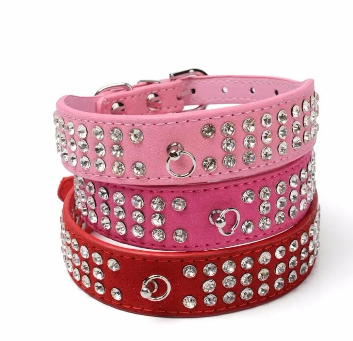 New style hot selling pet dog cat collar with diamond soft genuine leather puppy necklace 5 colors supplier | Дом и сад